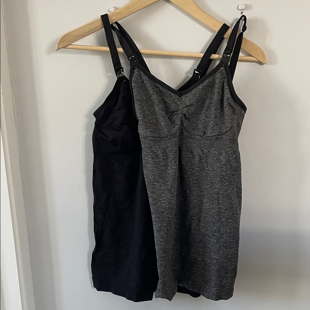 Women size S feeding Black and Gray Tank Tops easy feeding bundle